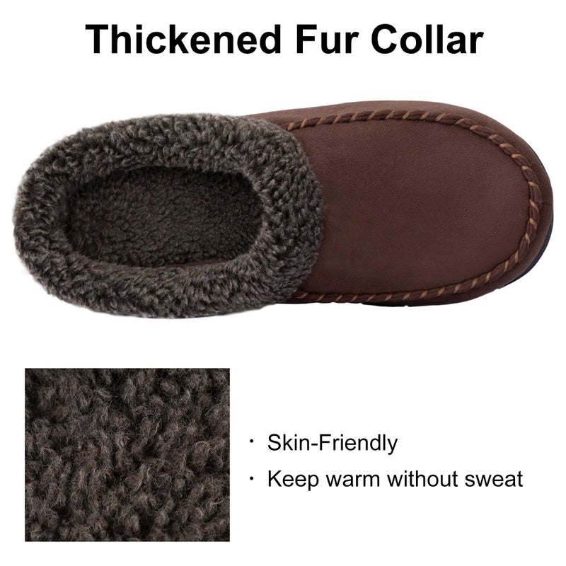 ULTRAIDEAS Men's Warm Fuzzy Moccasin Clog Slipper, Slip on Winter Comfy Indoor/Outdoor House Shoes(Coffee, 11-12) - Image 2